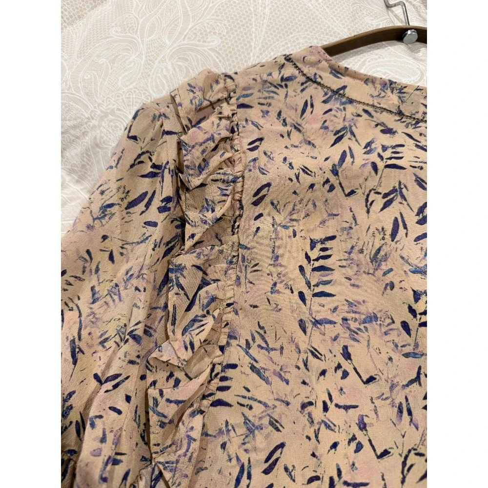 $400+ IRO Tie-front Floral Silk Ruffled Blouse Boho Indie Fairy Romantic Y2K/6 - Picture 7 of 11